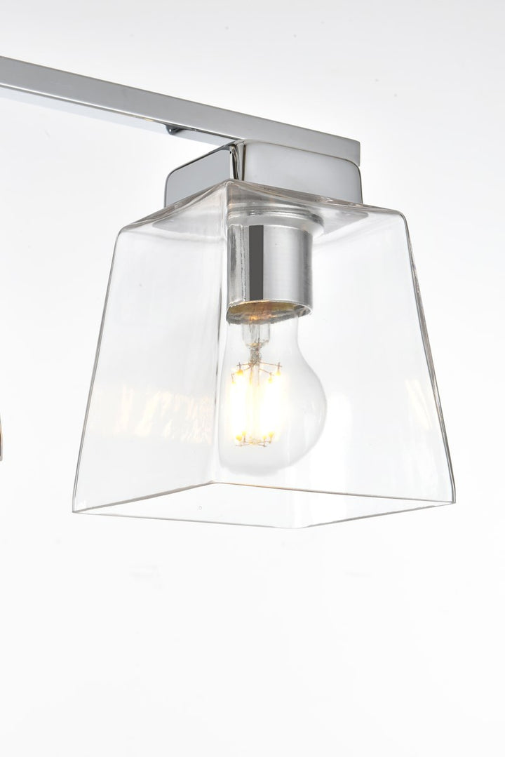 4 Light Chrome And Clear Bath Sconce