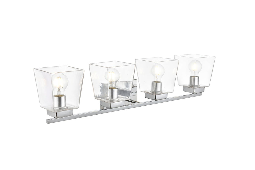4 Light Chrome And Clear Bath Sconce