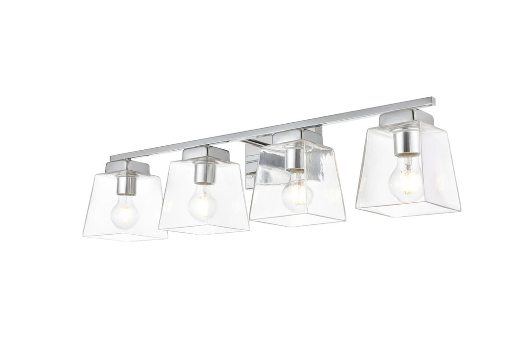 4 Light Chrome And Clear Bath Sconce
