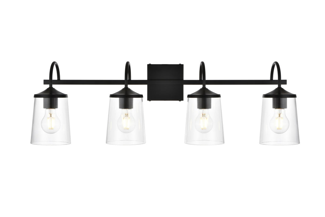 4 Light Black And Clear Bath Sconce by Living District