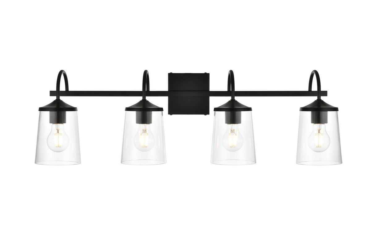 4 Light Black And Clear Bath Sconce by Living District