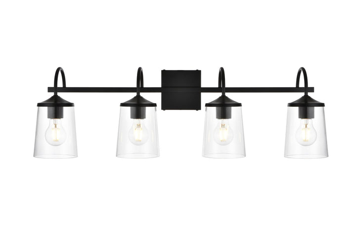 4 Light Black And Clear Bath Sconce by Living District