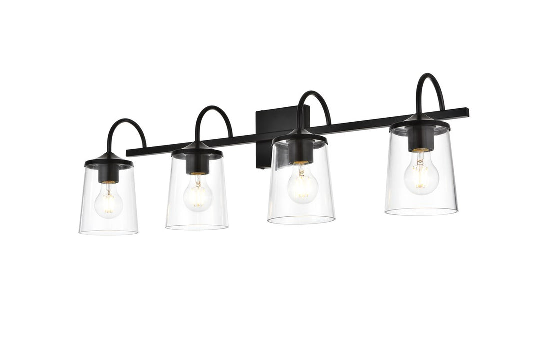 4 Light Black And Clear Bath Sconce
