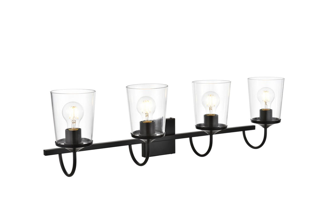 4 Light Black And Clear Bath Sconce