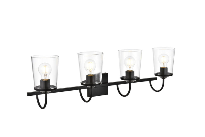 4 Light Black And Clear Bath Sconce