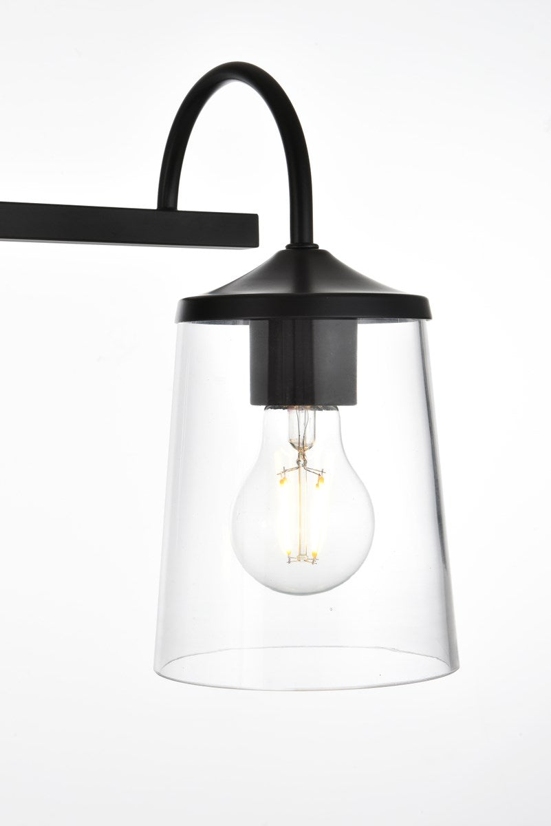 4 Light Black And Clear Bath Sconce