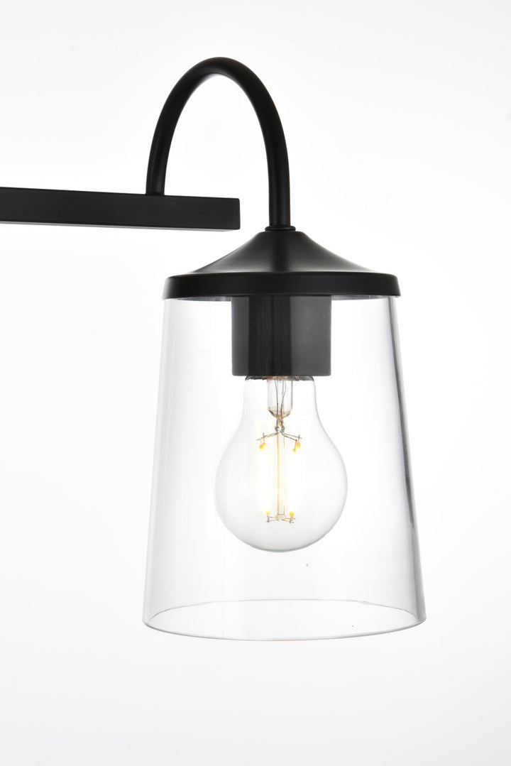 4 Light Black And Clear Bath Sconce