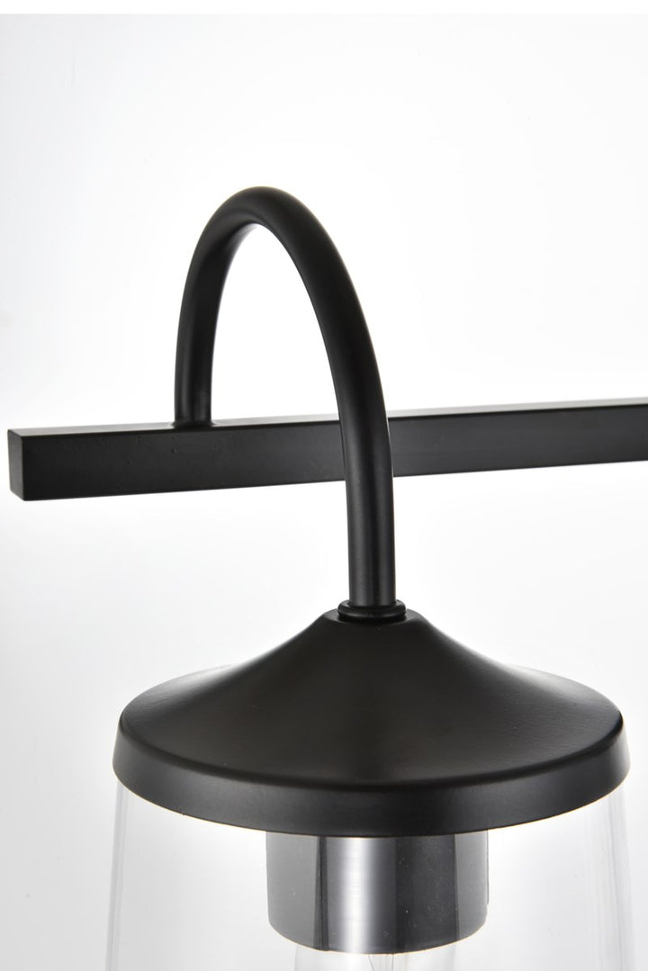 4 Light Black And Clear Bath Sconce