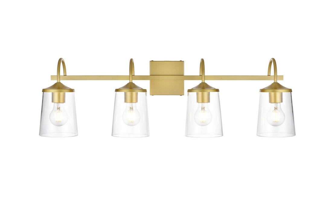 4 Light Brass And Clear Bath Sconce by Living District