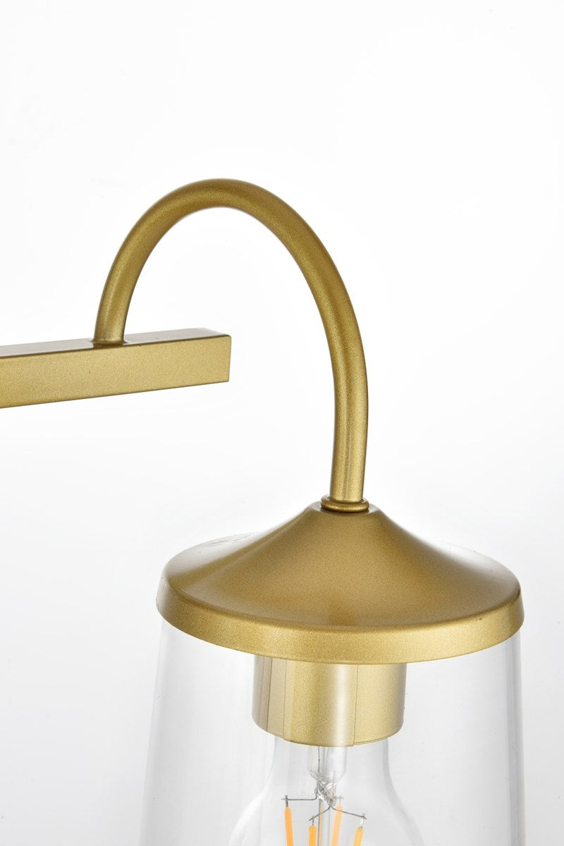 4 Light Brass And Clear Bath Sconce