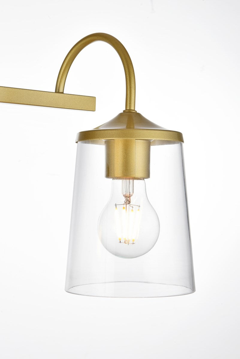 4 Light Brass And Clear Bath Sconce