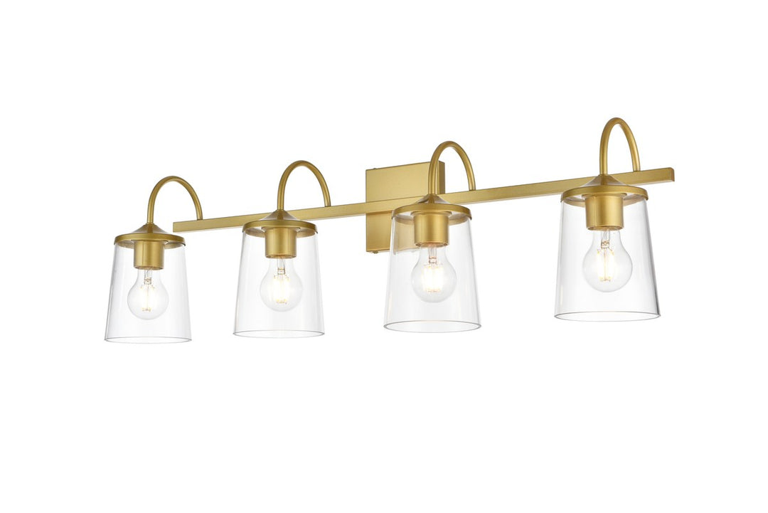 4 Light Brass And Clear Bath Sconce