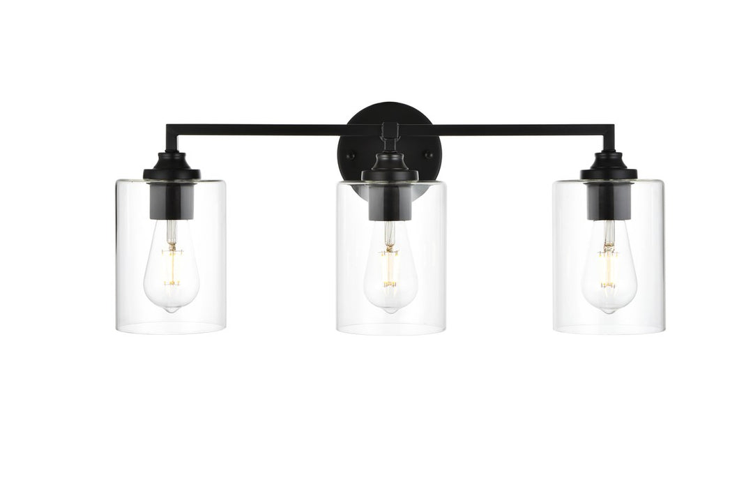 3 Light Black And Clear Bath Sconce by Living District