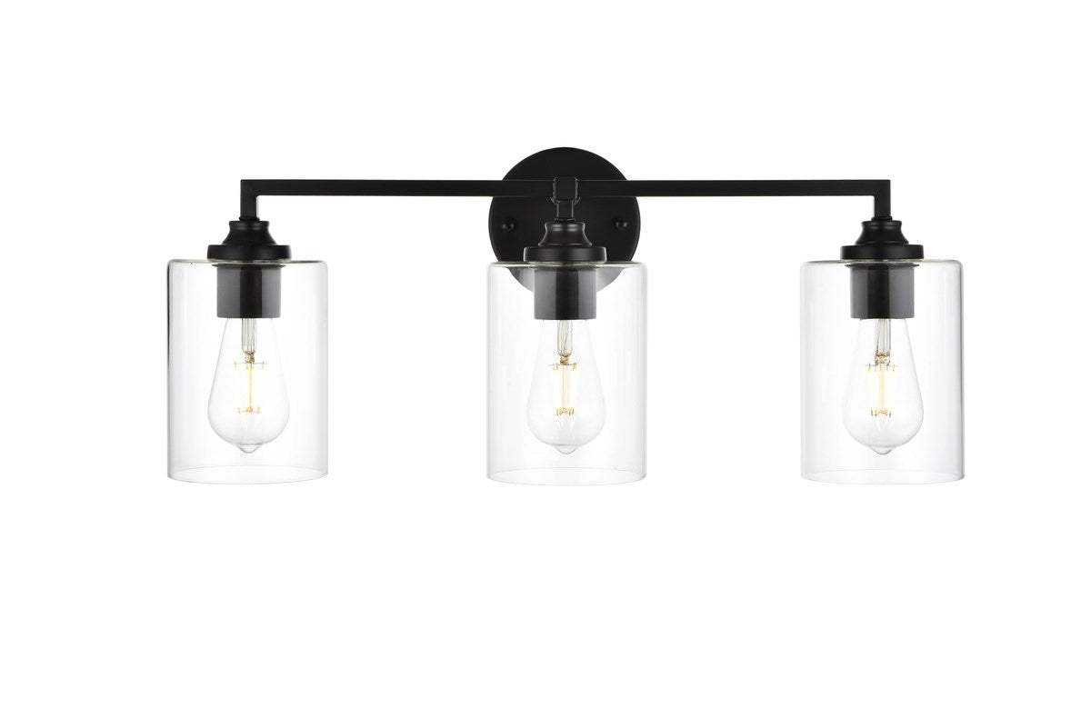 3 Light Black And Clear Bath Sconce by Living District