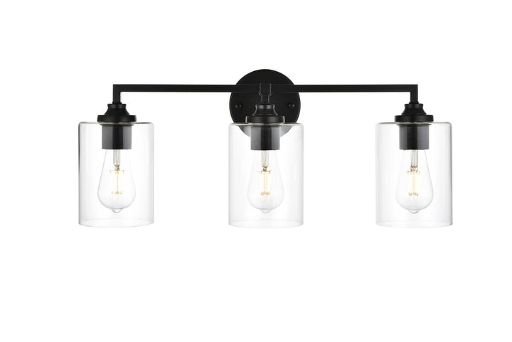 3 Light Black And Clear Bath Sconce by Living District