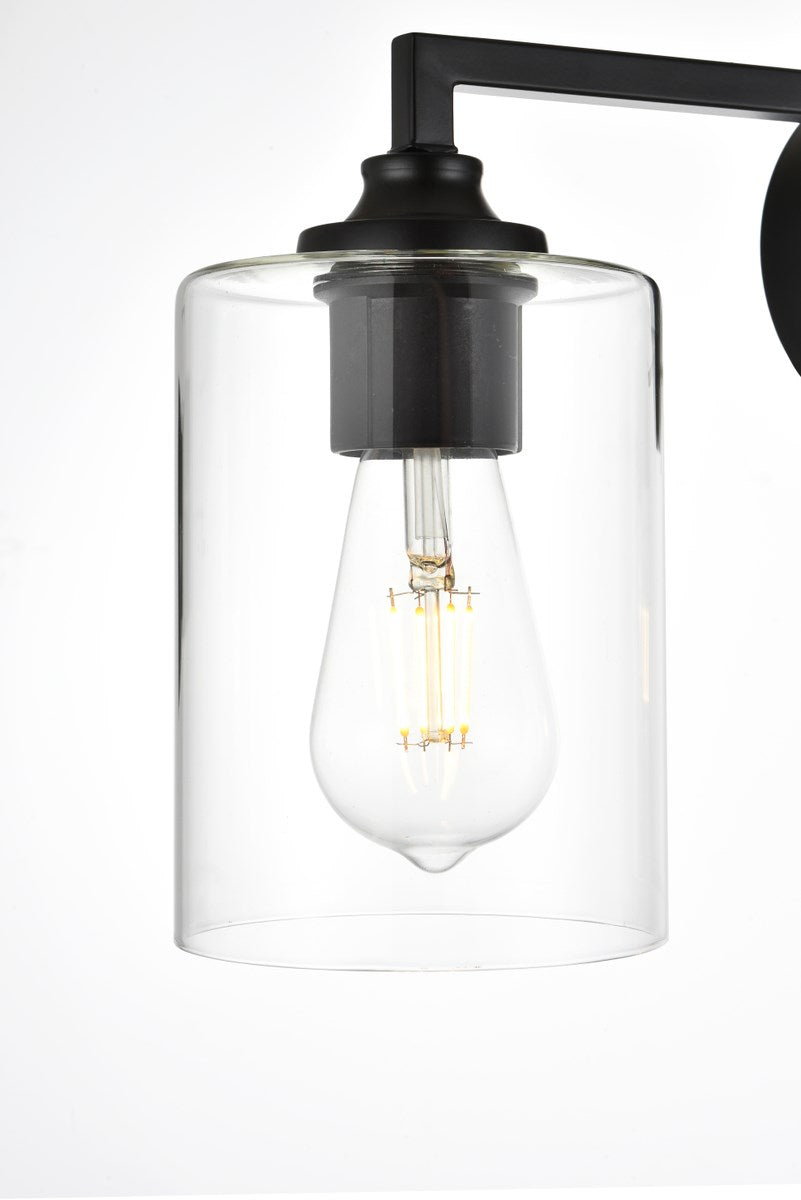 3 Light Black And Clear Bath Sconce