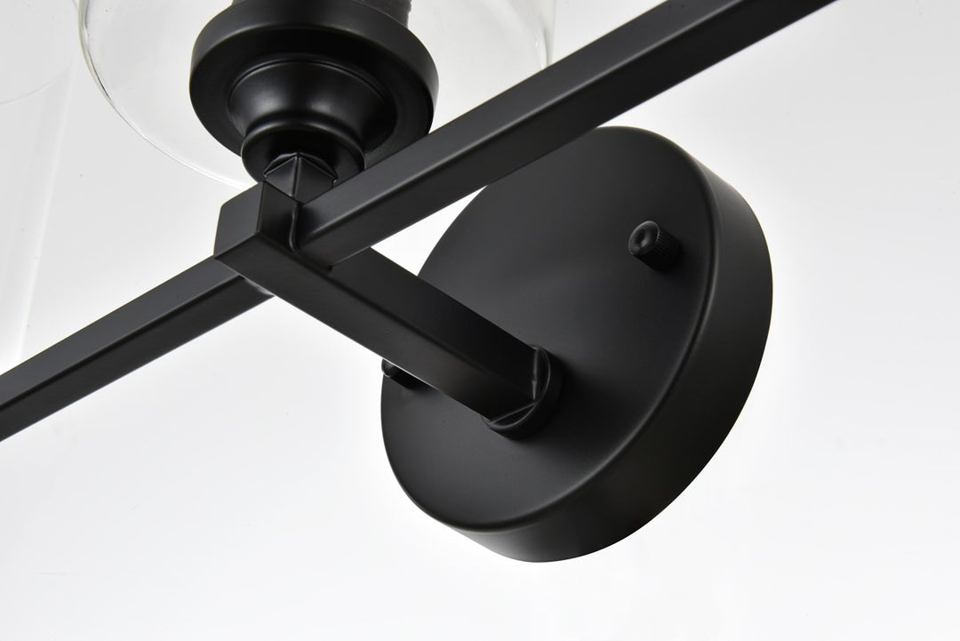 3 Light Black And Clear Bath Sconce