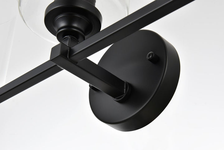3 Light Black And Clear Bath Sconce