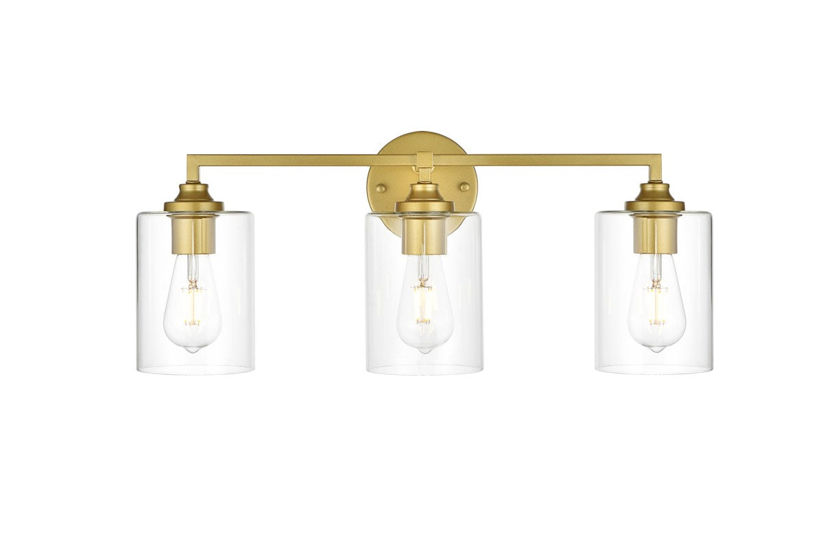 3 Light Brass And Clear Bath Sconce by Living District