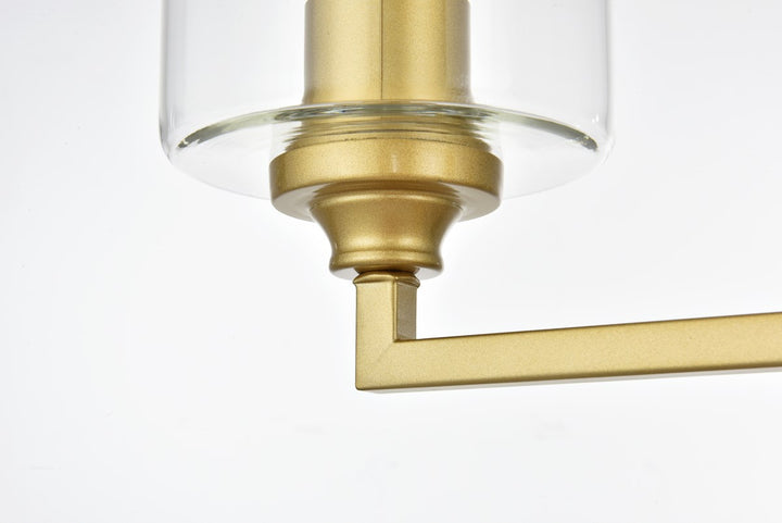 3 Light Brass And Clear Bath Sconce