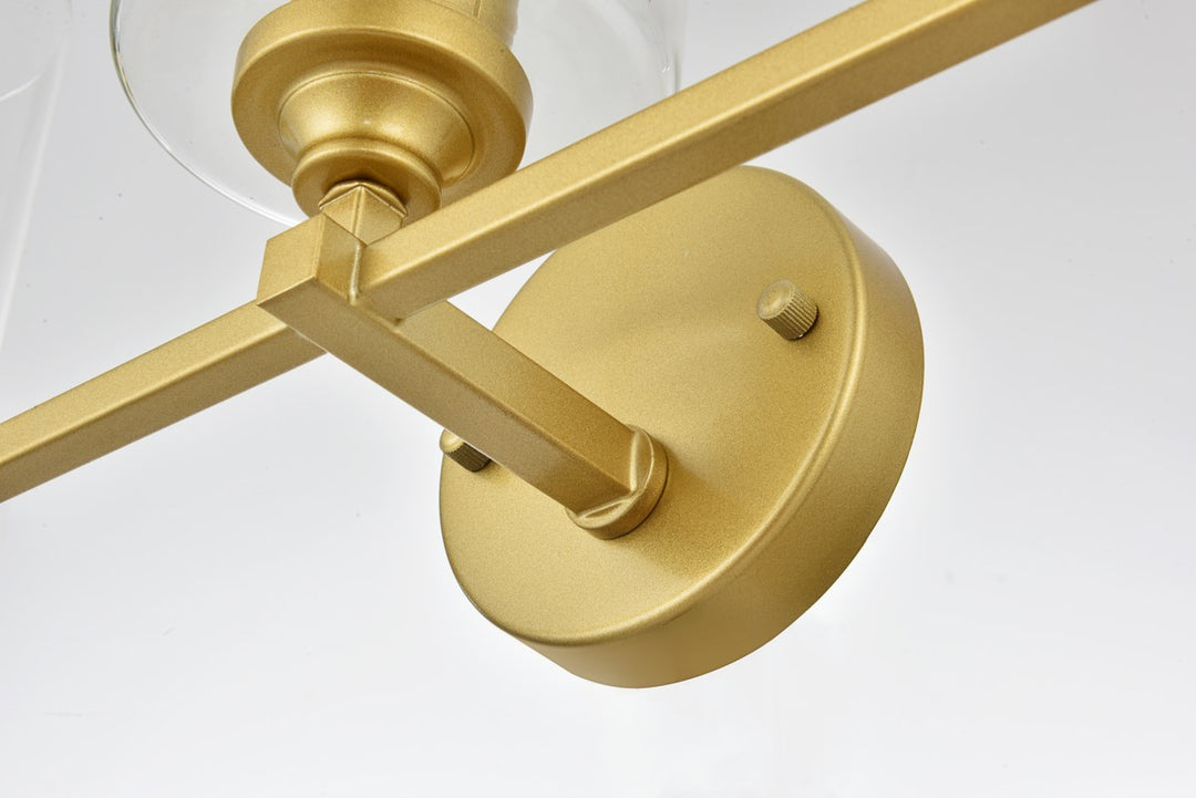 3 Light Brass And Clear Bath Sconce
