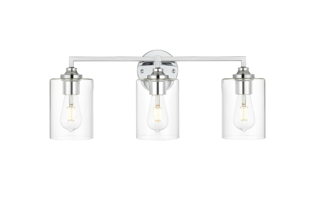 3 Light Chrome And Clear Bath Sconce by Living District