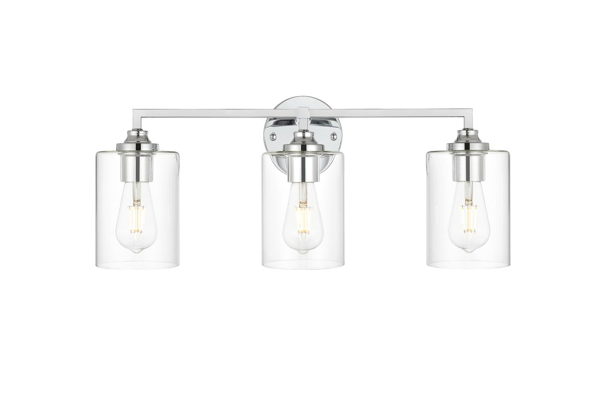 3 Light Chrome And Clear Bath Sconce by Living District