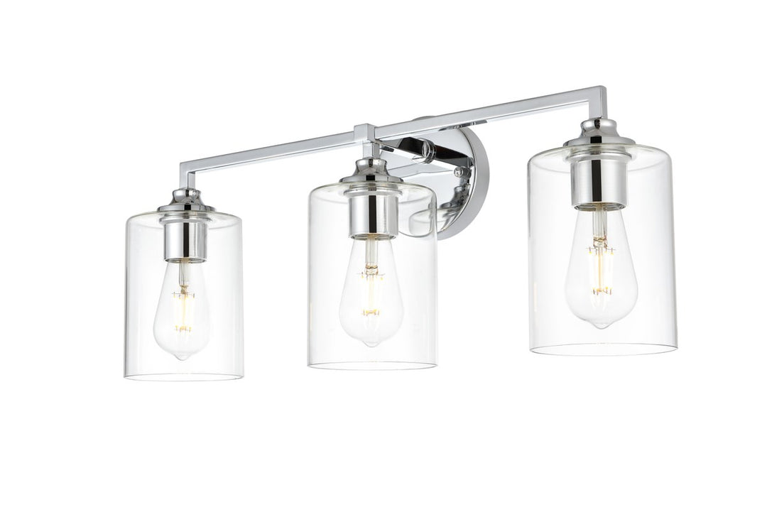 3 Light Chrome And Clear Bath Sconce
