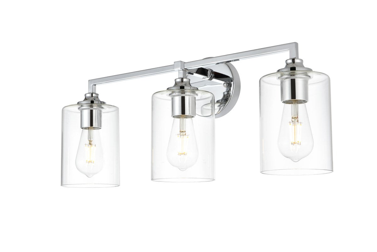 3 Light Chrome And Clear Bath Sconce