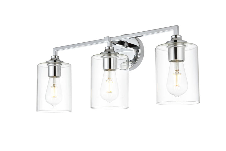 3 Light Chrome And Clear Bath Sconce