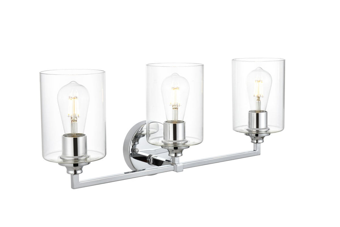 3 Light Chrome And Clear Bath Sconce