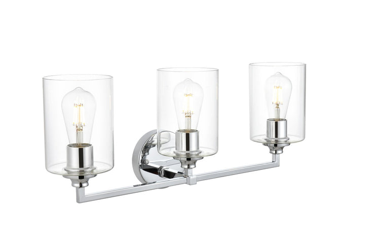 3 Light Chrome And Clear Bath Sconce