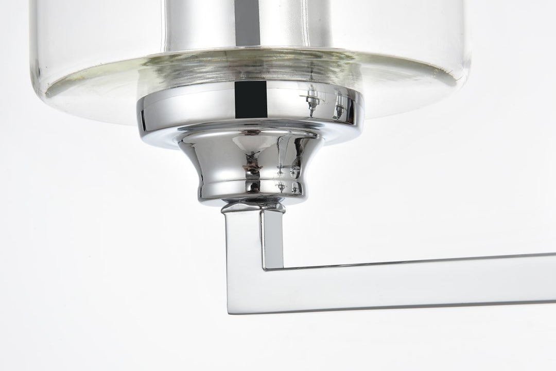 3 Light Chrome And Clear Bath Sconce