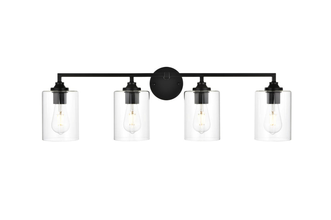 4 Light Black And Clear Bath Sconce by Living District