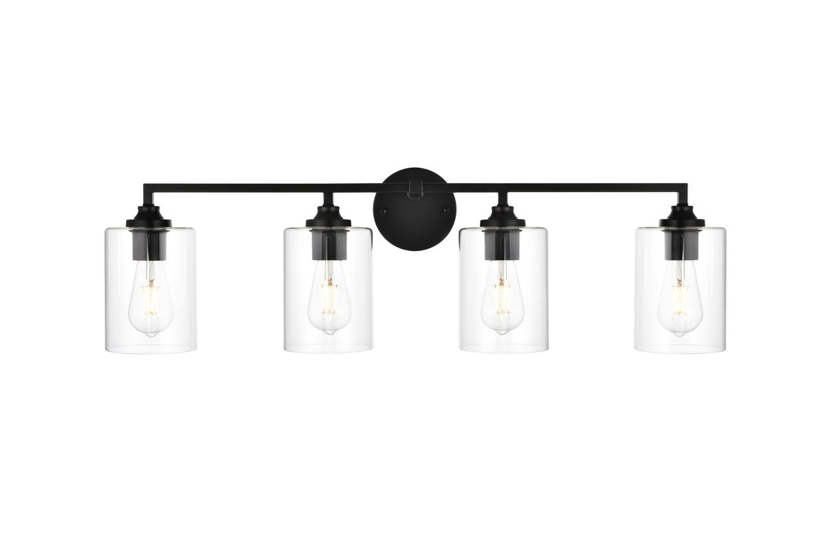 4 Light Black And Clear Bath Sconce by Living District