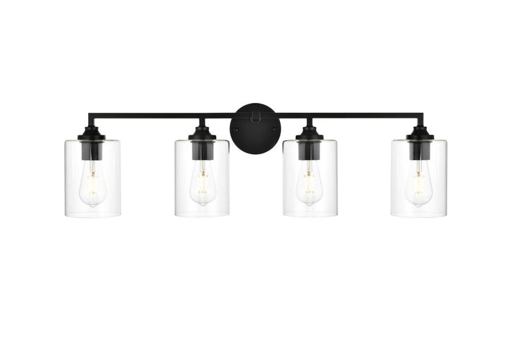 4 Light Black And Clear Bath Sconce by Living District