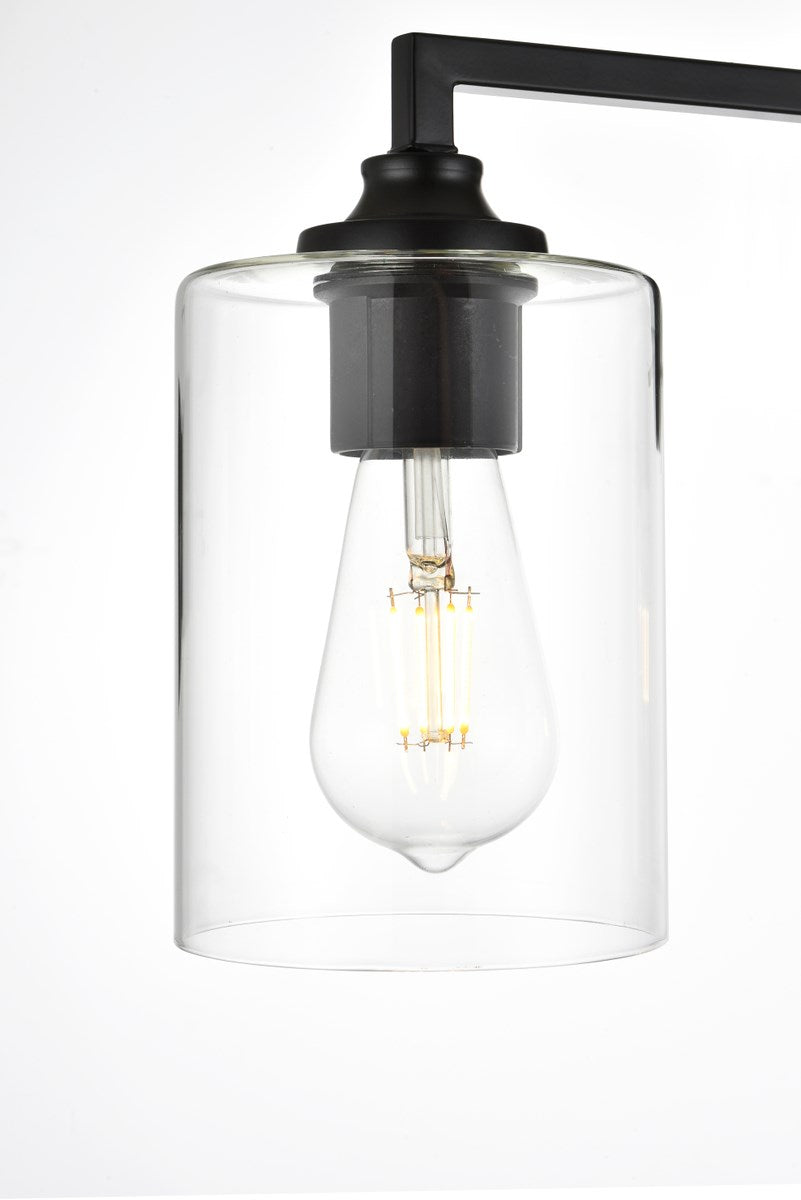 4 Light Black And Clear Bath Sconce