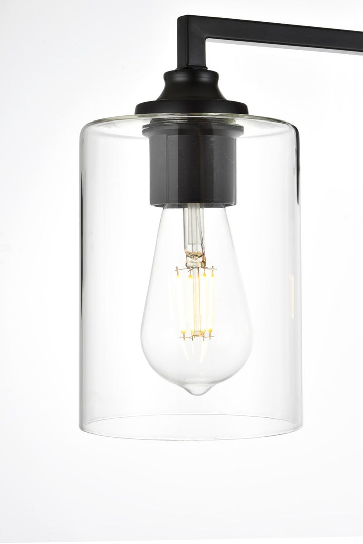4 Light Black And Clear Bath Sconce