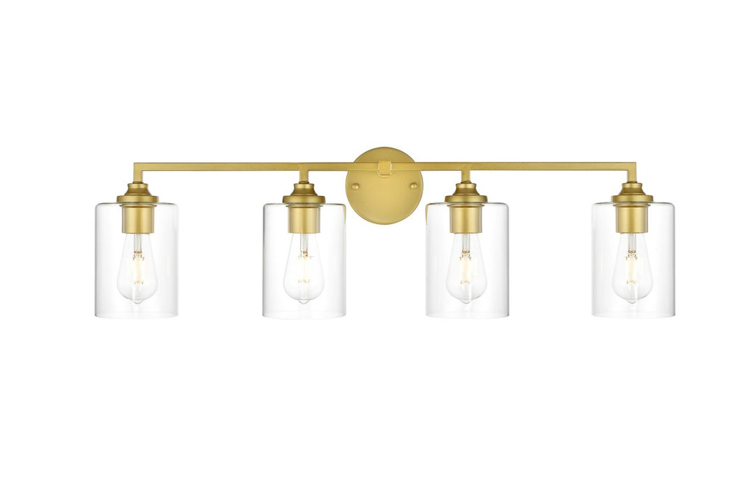 4 Light Brass And Clear Bath Sconce by Living District