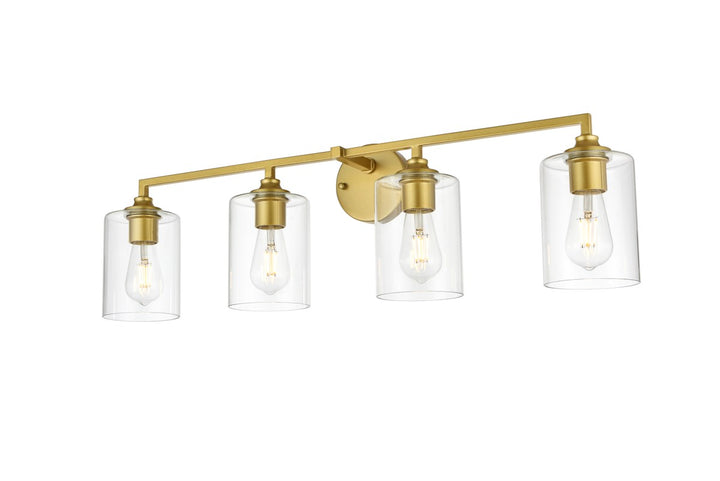 4 Light Brass And Clear Bath Sconce