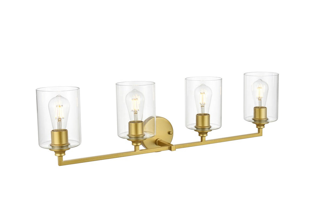 4 Light Brass And Clear Bath Sconce
