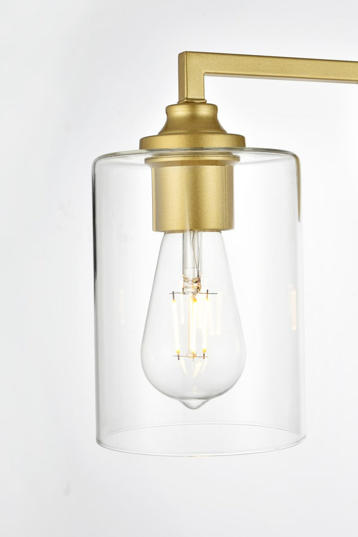 4 Light Brass And Clear Bath Sconce