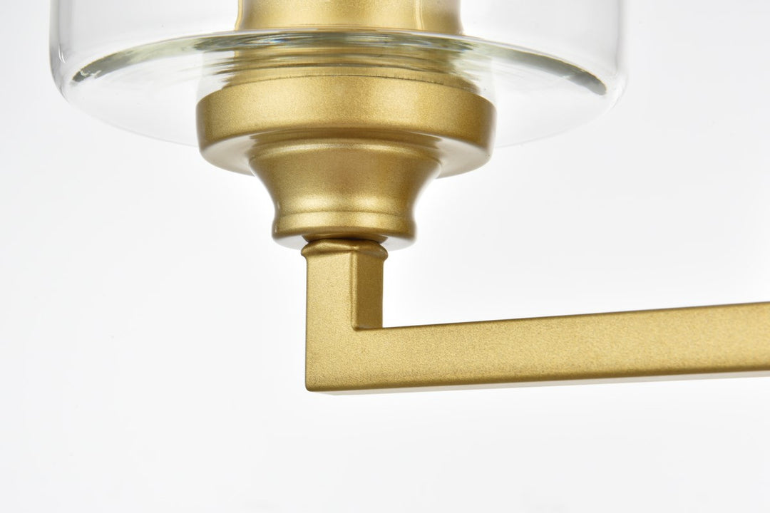 4 Light Brass And Clear Bath Sconce