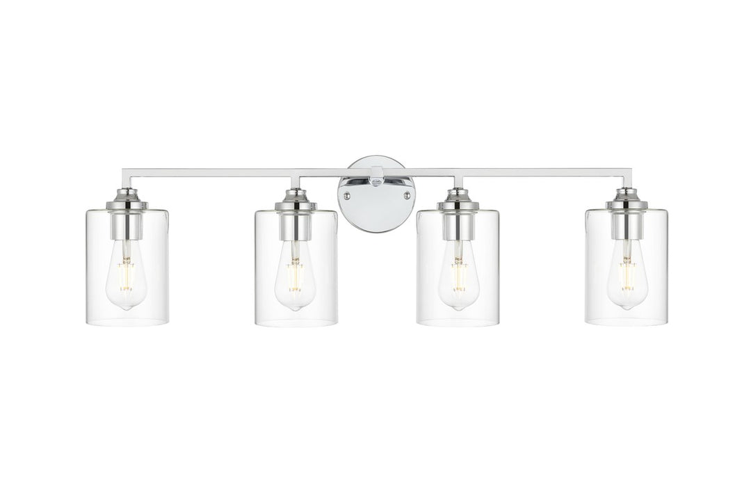 4 Light Chrome And Clear Bath Sconce by Living District