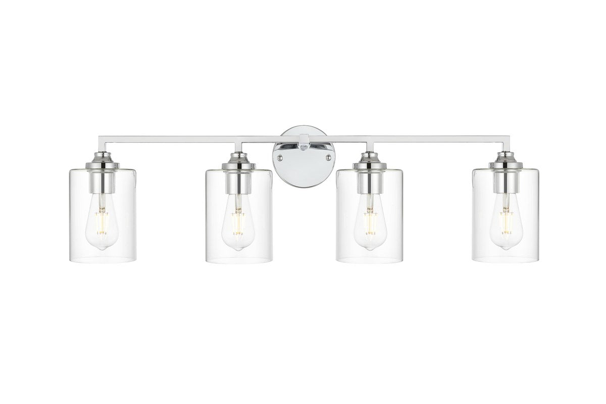 4 Light Chrome And Clear Bath Sconce by Living District