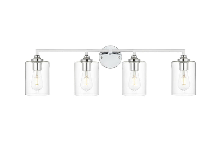 4 Light Chrome And Clear Bath Sconce by Living District