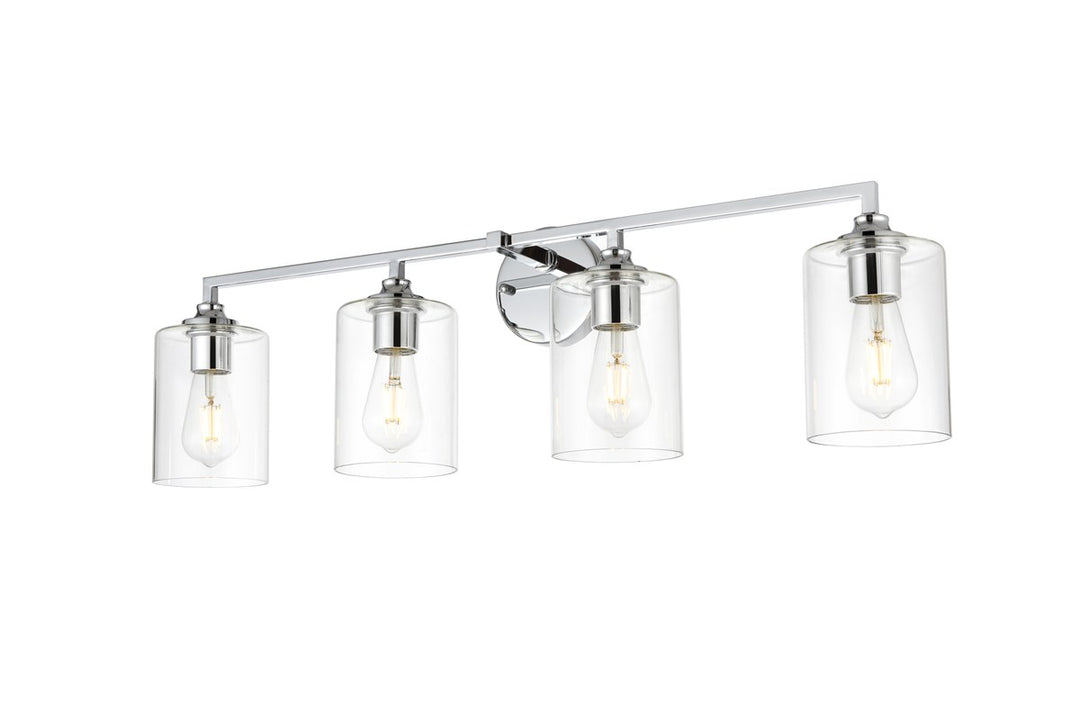 4 Light Chrome And Clear Bath Sconce