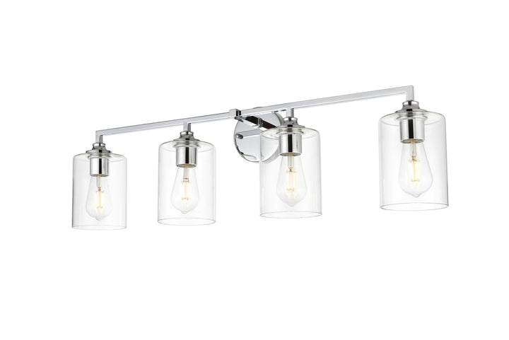 4 Light Chrome And Clear Bath Sconce