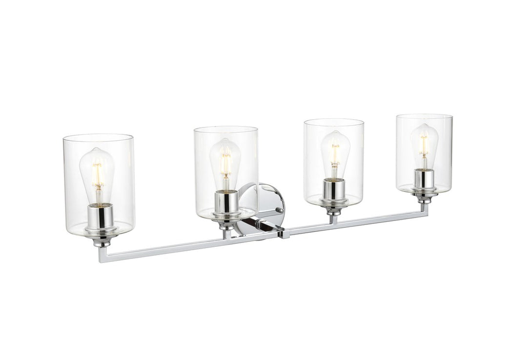 4 Light Chrome And Clear Bath Sconce