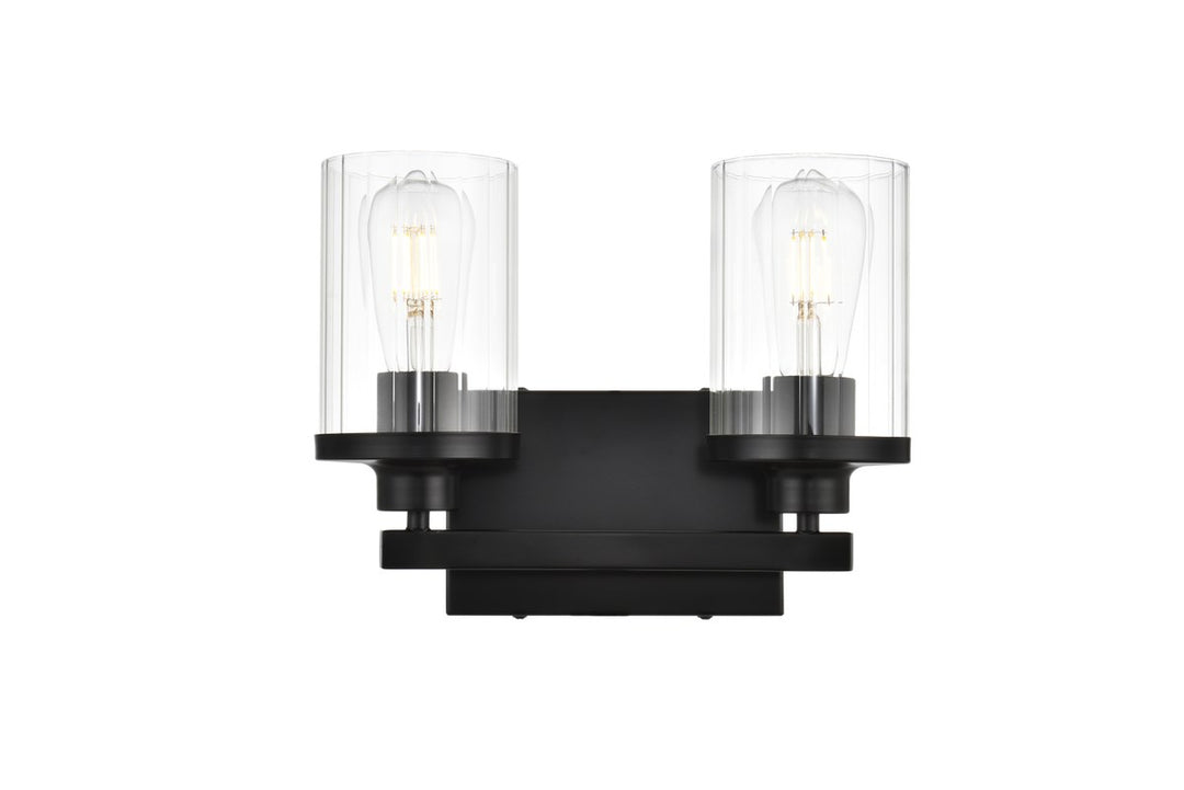 2 Light Black And Clear Bath Sconce by Living District